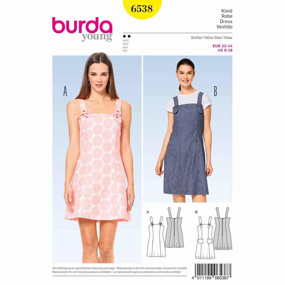 BURDA Sewing Pattern 6538 Strap Dress/Pinafore