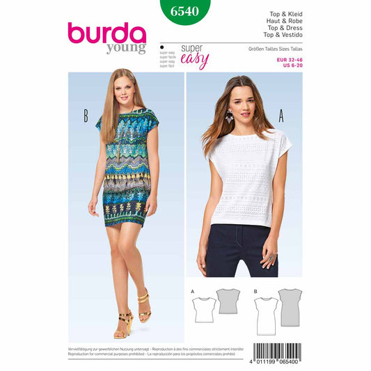 BURDA Sewing Pattern Pattern 6540 Ladies Top & Dress