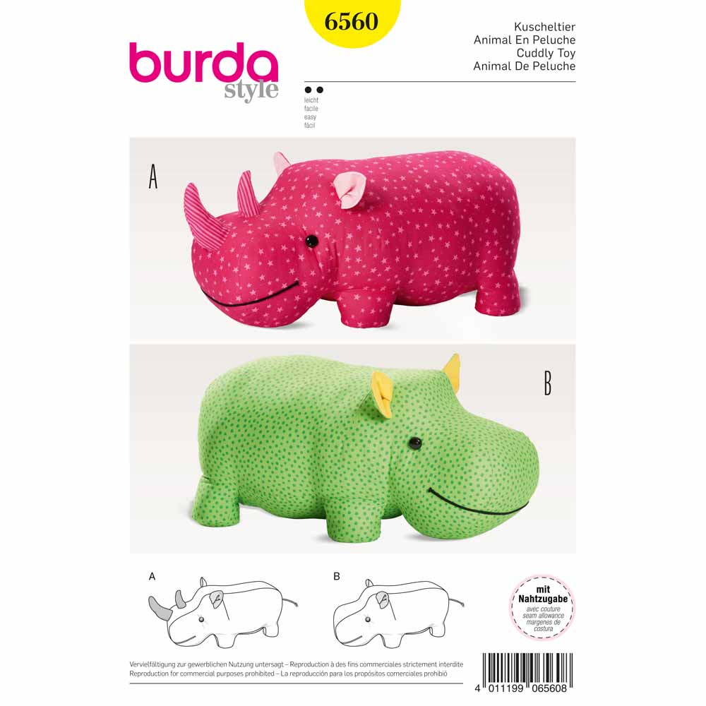BURDA Sewing Pattern Pattern 6560 Stuffed Animals