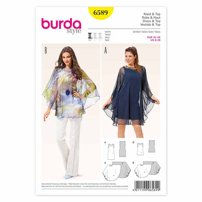 BURDA Sewing Pattern Pattern 6589 Ladies Dress & Top