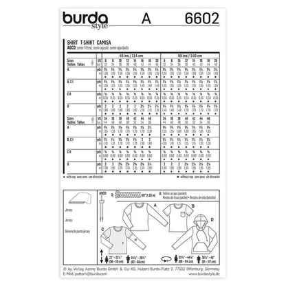 BURDA Sewing Pattern Pattern 6602 Mens Top