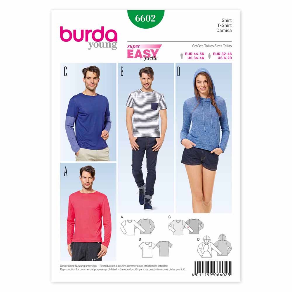 BURDA Sewing Pattern Pattern 6602 Mens Top