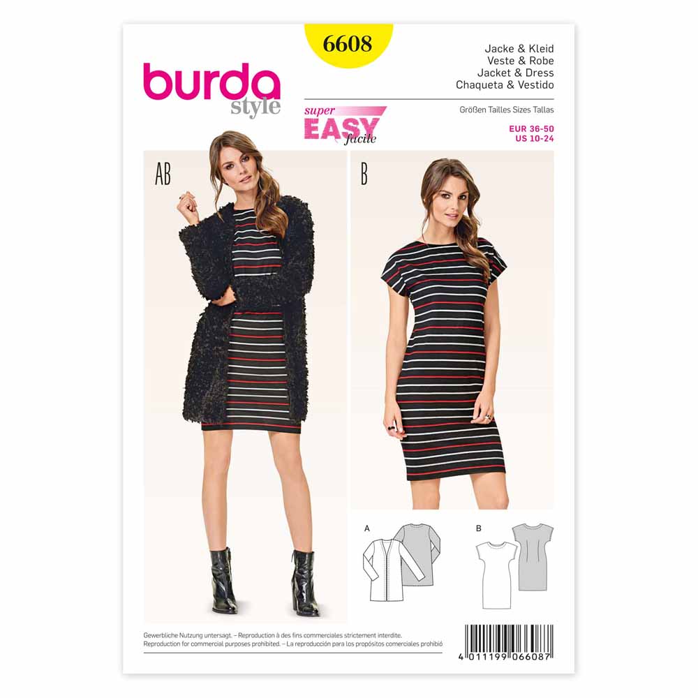 BURDA Sewing Pattern Pattern 6608 Ladies Jacket & Dress