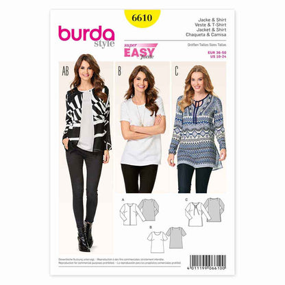 BURDA Sewing Pattern Pattern 6610 Ladies Jacket & Shirt