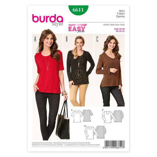 BURDA Sewing Pattern Pattern 6611 Ladies Shirt
