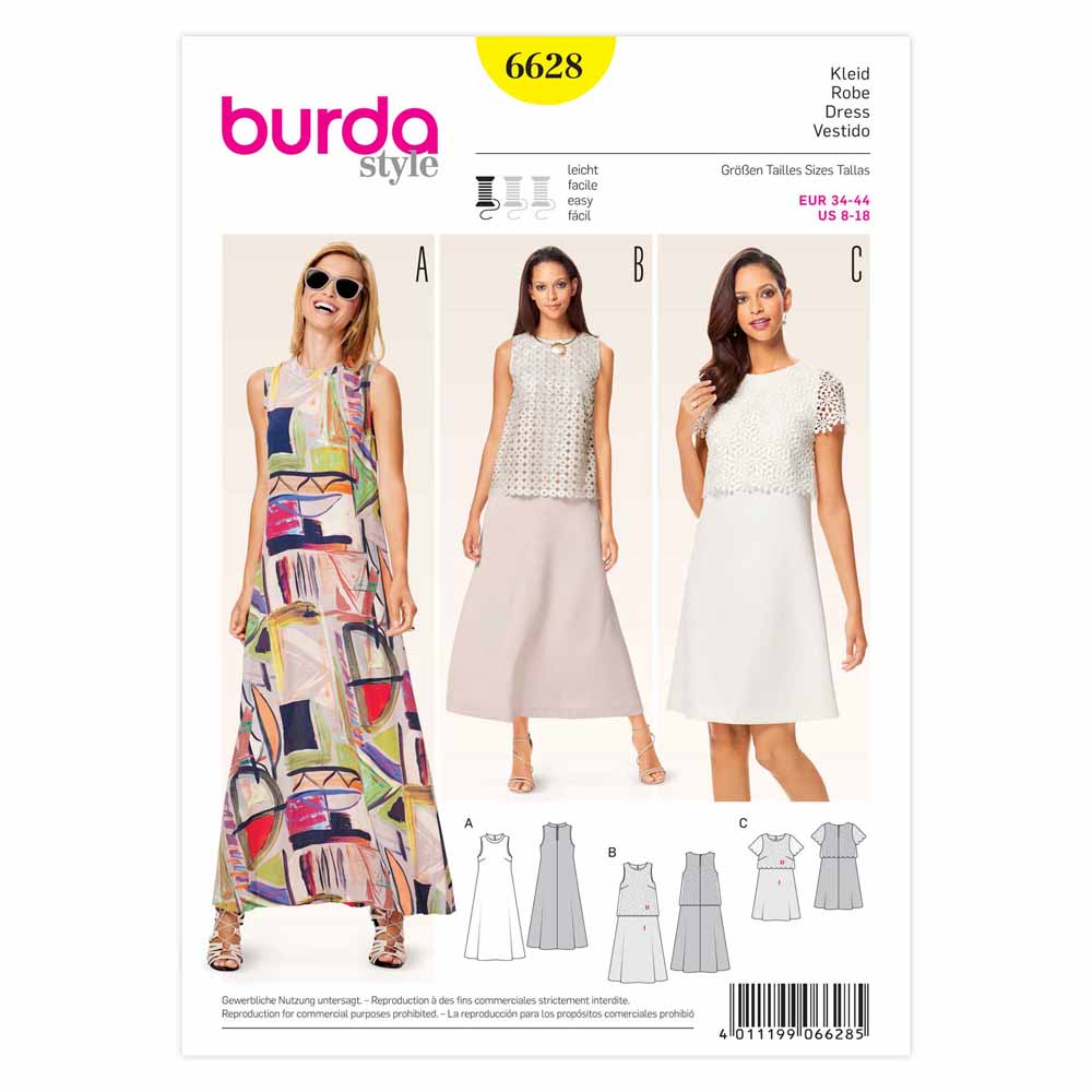 BURDA Sewing Pattern Pattern 6628 Ladies Dress