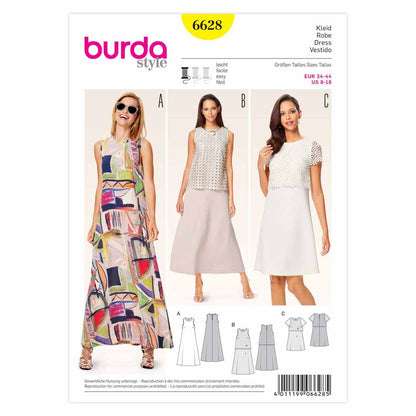 BURDA Sewing Pattern Pattern 6628 Ladies Dress