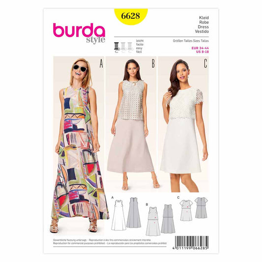 BURDA Sewing Pattern Pattern 6628 Ladies Dress