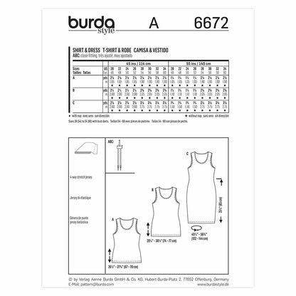 BURDA Shirt And Dress Sewing Pattern 6672