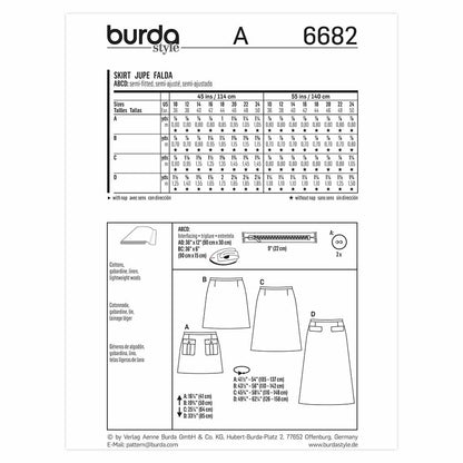 BURDA Skirt Sewing Pattern 6682