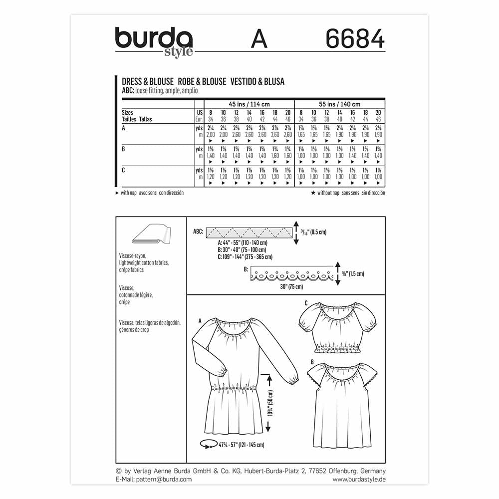 BURDA Dress And Blouse Sewing Pattern 6684