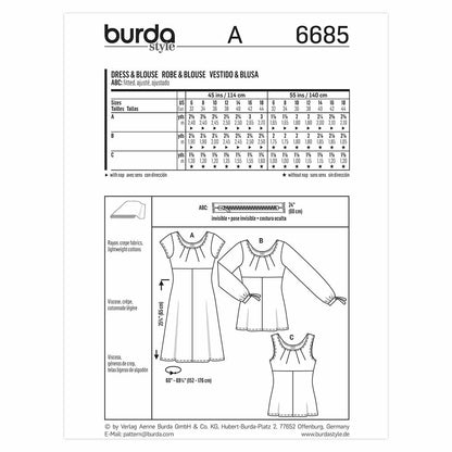 BURDA Dress And Blouse Sewing Pattern 6685