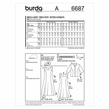 BURDA Dress And Jacket Sewing Pattern 6687