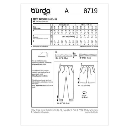 BURDA Men’s Pants Sewing Pattern 6719