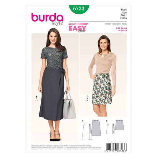 BURDA Wrap Skirt Sewing Pattern 6733 Long Or Short