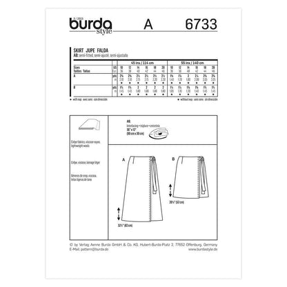BURDA Wrap Skirt Sewing Pattern 6733 Long Or Short