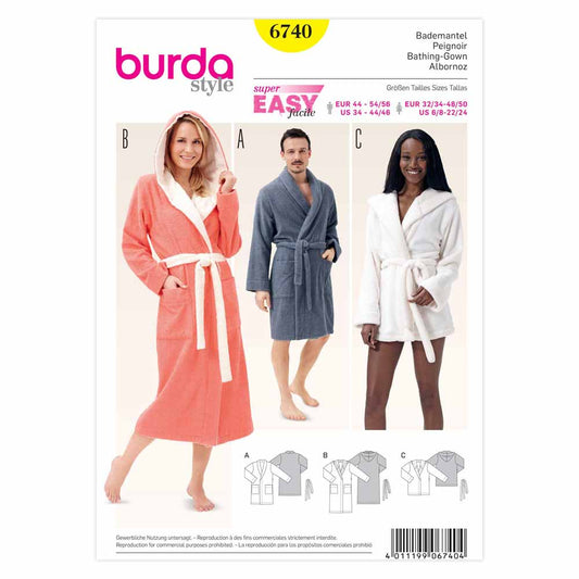 BURDA Unisex Bathrobe Sewing Pattern 6740