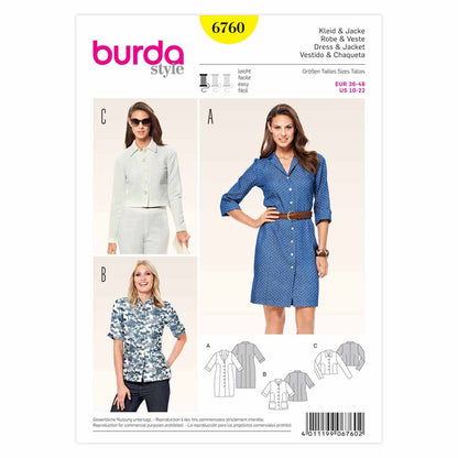 BURDA Sewing Pattern 6760 Dress And Jacket