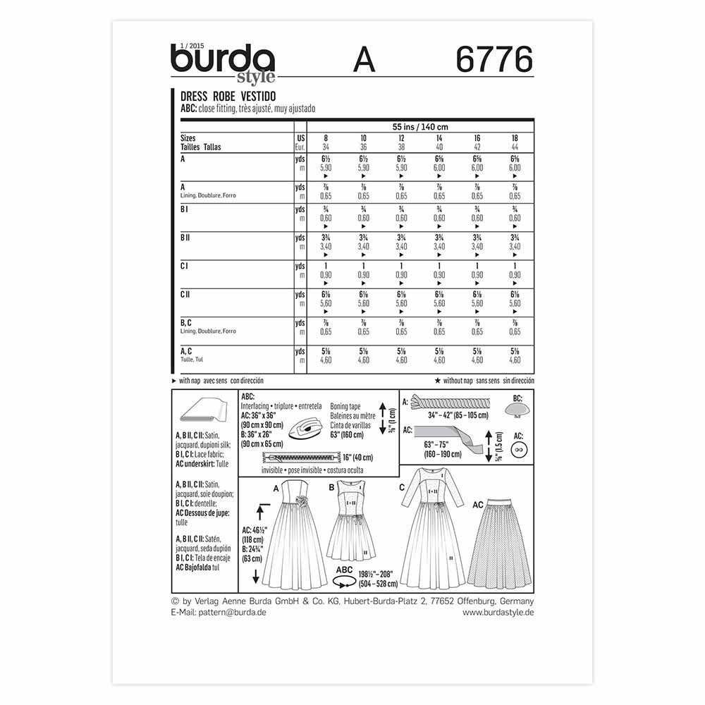 BURDA Sewing Pattern 6776 Wedding Dress