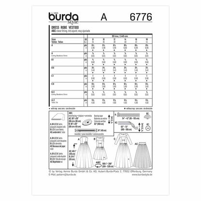 BURDA Sewing Pattern 6776 Wedding Dress