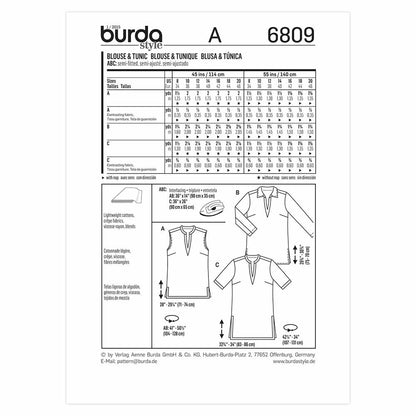 BURDA Sewing Pattern 6809 Top