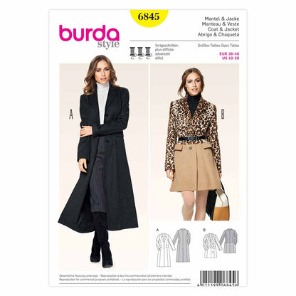 BURDA Sewing Pattern 6845 Coat Or Jacket