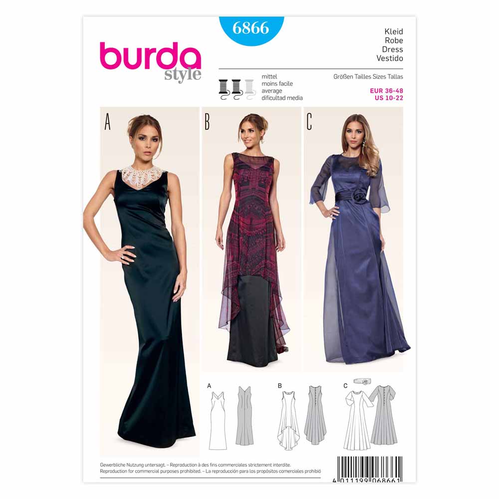 BURDA Sewing Pattern 6866 Evening Dress