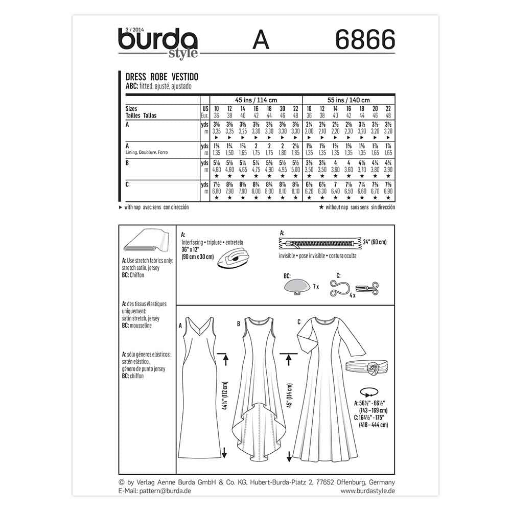 BURDA Sewing Pattern 6866 Evening Dress