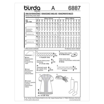 BURDA Sewing Pattern 6887 Renaissance Costume