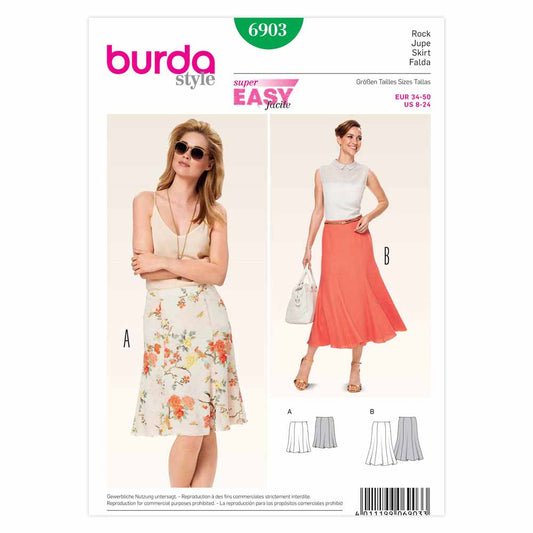 BURDA Sewing Pattern 6903 Women's Skirts Sizes 8–24