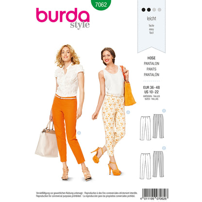 BURDA Sewing Pattern Pattern 7062 Ladies Pants
