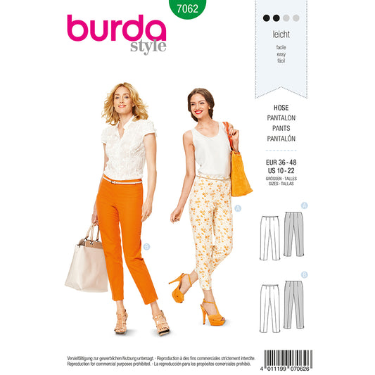 BURDA Sewing Pattern Pattern 7062 Ladies Pants