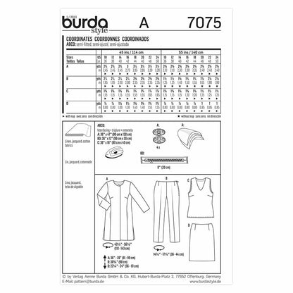 BURDA Sewing Pattern Pattern 7075 Ladies Coordinates