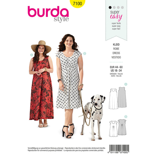 BURDA - 7100 Ladies Dress-Plus