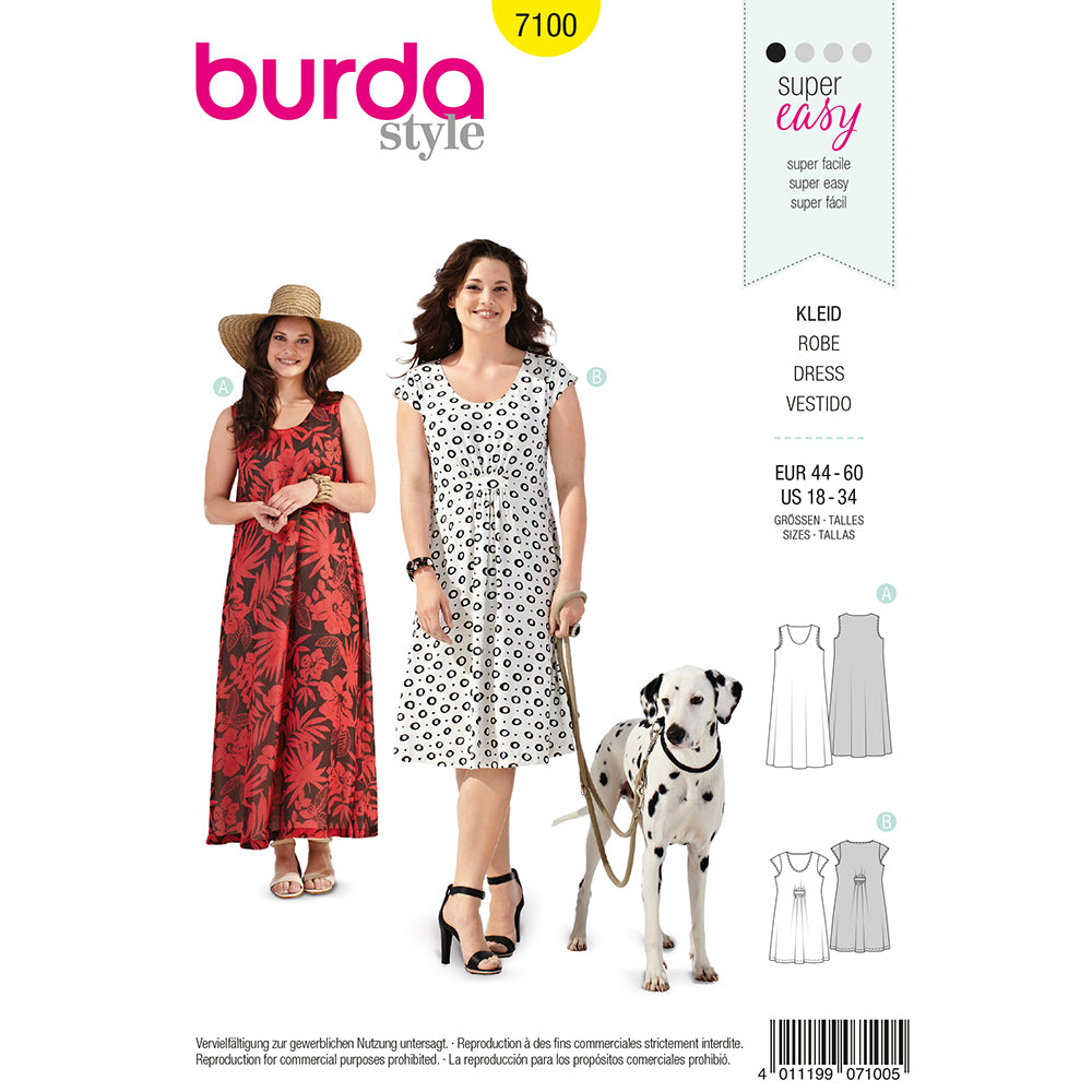 BURDA Sewing Pattern Pattern 7100 Ladies Dress-plus