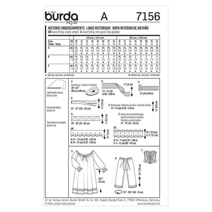 BURDA Sewing Pattern Pattern 7156 Costume Ladies-historical