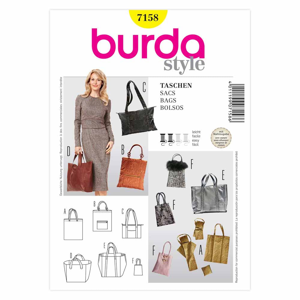 BURDA Sewing Pattern Pattern 7158 Accessory Bags