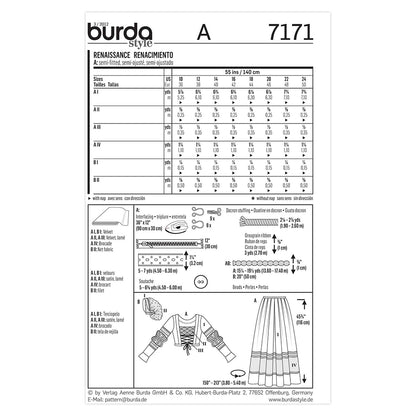 BURDA Sewing Pattern Pattern 7171 Costume Ladies-historical