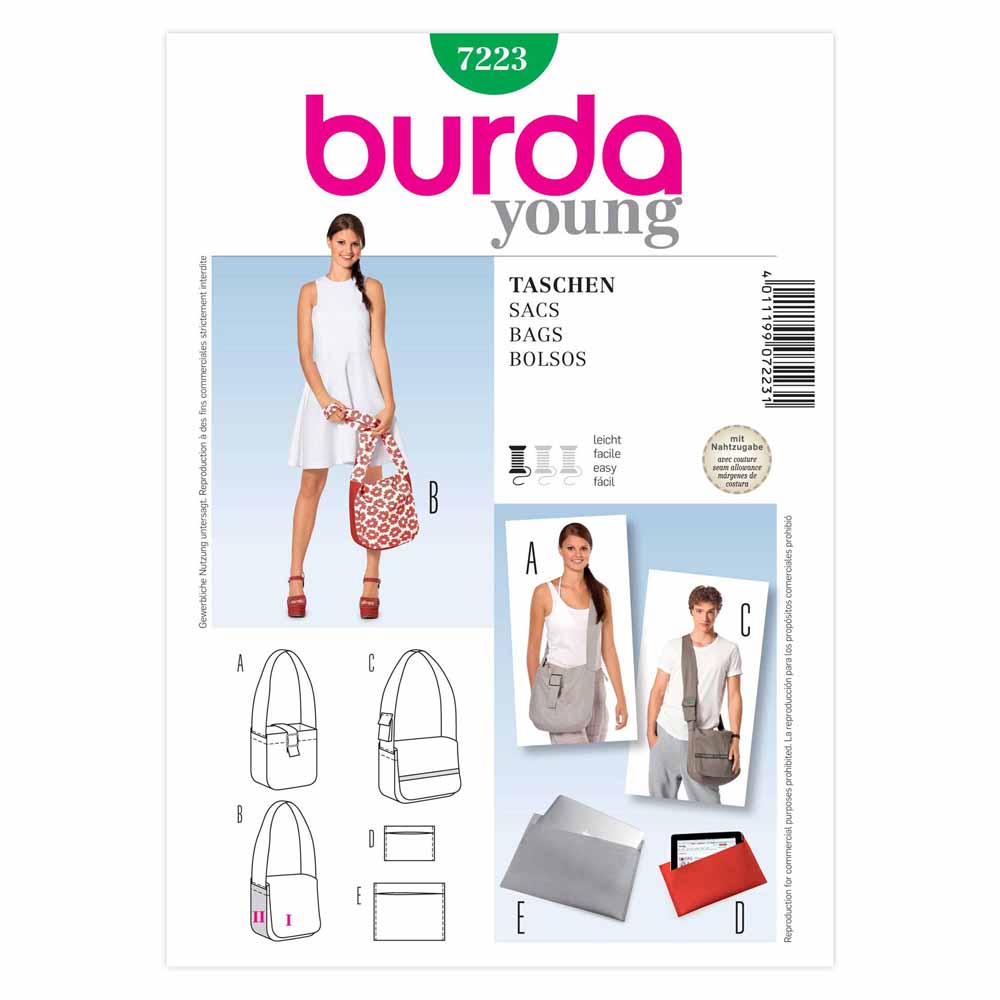 BURDA Sewing Pattern Pattern 7223 Accessory Bags