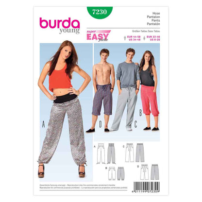 BURDA Sewing Pattern Pattern 7230 Unisex Pants