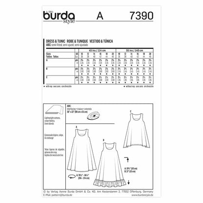 BURDA Sewing Pattern Pattern 7390 Ladies Dress/top