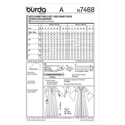 BURDA Sewing Pattern Pattern 7468 Costume Ladies-historical