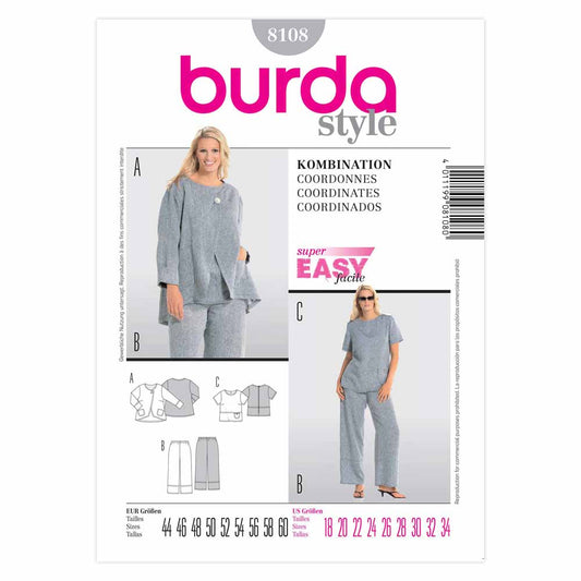 BURDA Coordinates Sewing Pattern 8108, Sizes 18–32
