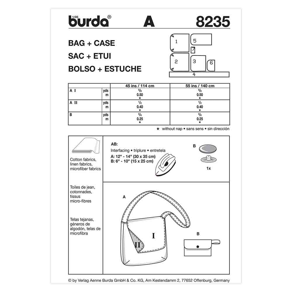 BURDA Bag & Case Sewing Pattern 8235, One Size