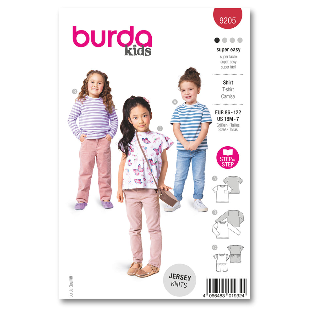 BURDA Sewing Pattern 9205 Toddler T-Shirt (3 Variations)