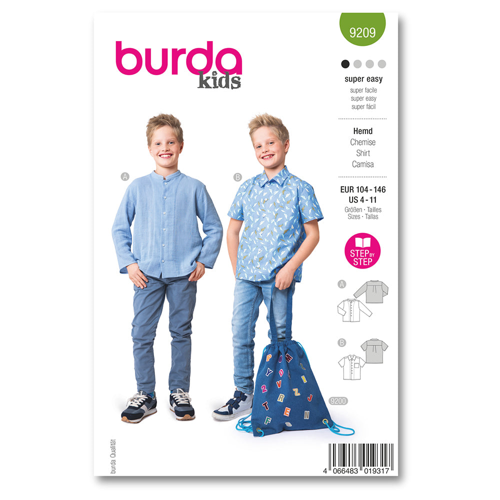 BURDA Sewing Pattern 9209 Children's Shirt (2 Variations)