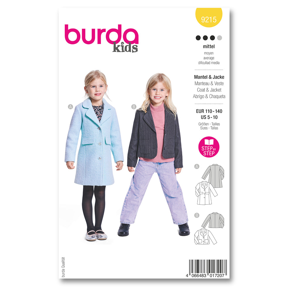 BURDA Sewing Pattern 9215 Children's Jacket & Coat