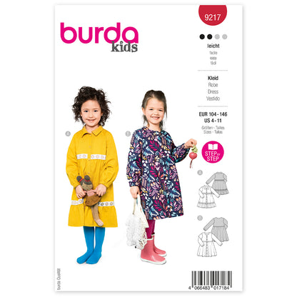 BURDA Sewing Pattern 9217 Children's Dress With Button Front