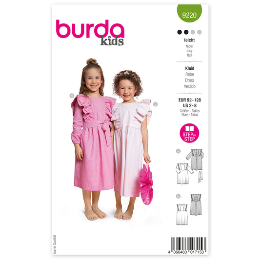 BURDA Sewing Pattern 9220 Children's Party Dress With Bow Waist