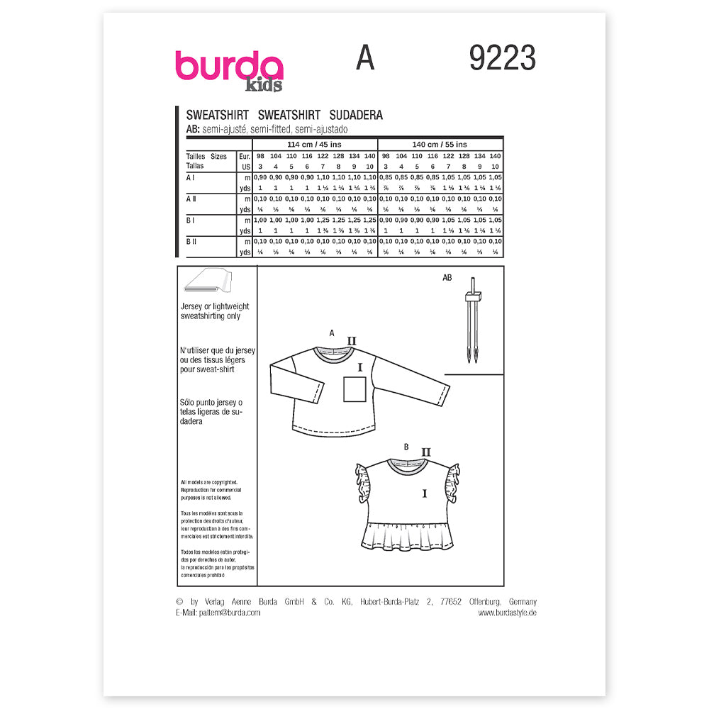 BURDA Sewing Pattern Pattern 9223 Top